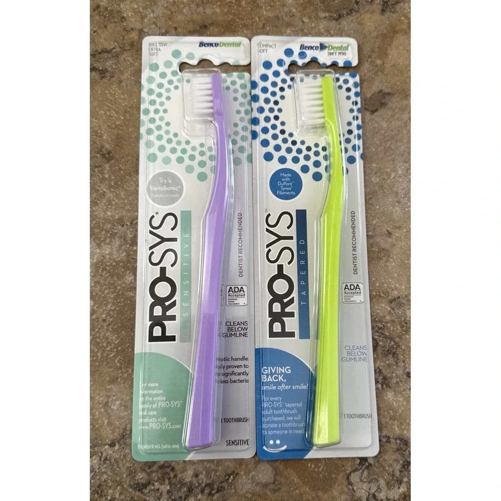 Lot Of 2 Pro-SYS Toothbrushes Benco Dental Extra Soft And Soft Bristles